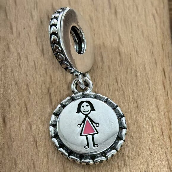 Pandora Mom Stick Figure Dangle Charm Pendant, S925 Silver Bracelets - Picture 1 of 4